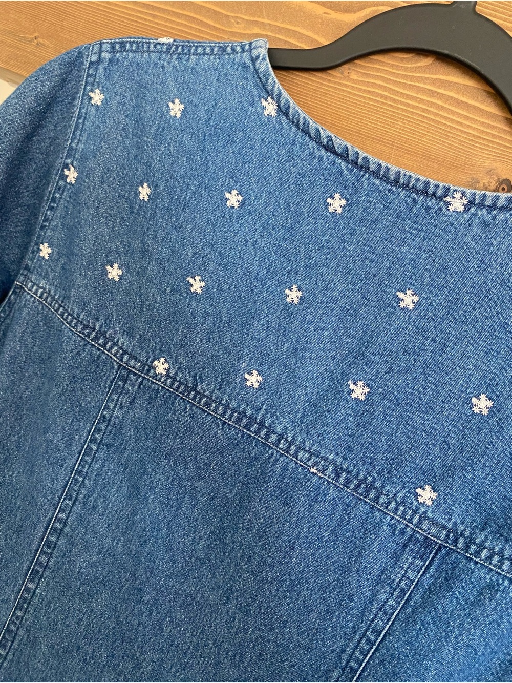 VTG 90s 100% Cotton Cool Plus Denim Button Front Midi Dress Embroidered XL Y2K - Picture 9 of 16